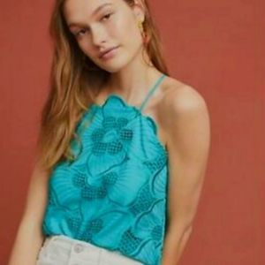 Anthropologie Corey Lynn Calter Giverny Turquoise Blouse Size Medium